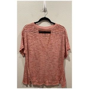 WE THE FREE V-Neck Brown Short Sleeve T-Shirt